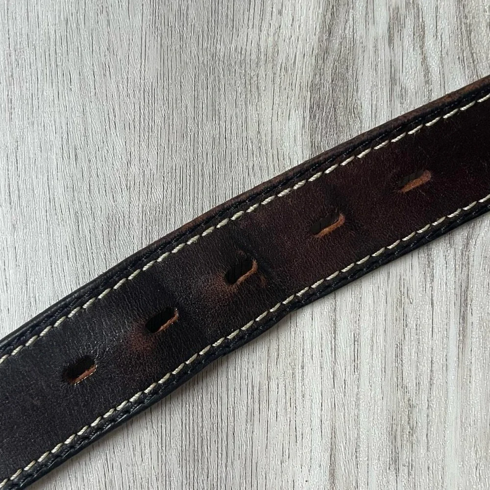 Men's Brown Argentinian Leather Contrast Stitch Belt